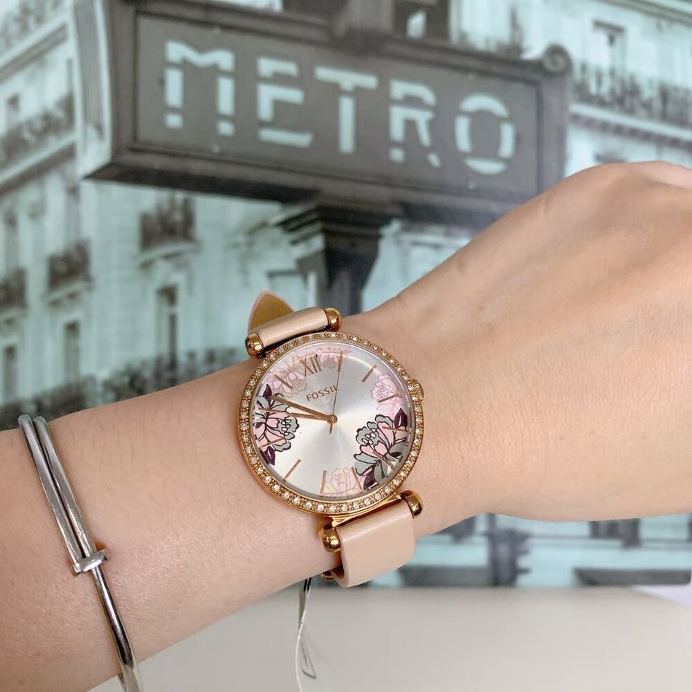 Fossil BQ3604 Tillie Three-Hand Blush Leather Watch